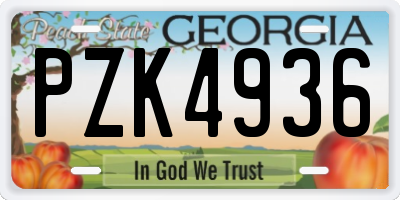 GA license plate PZK4936
