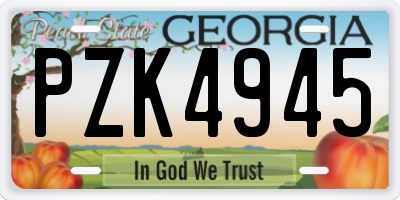 GA license plate PZK4945