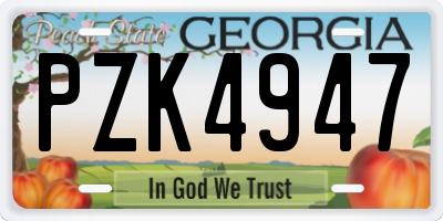 GA license plate PZK4947
