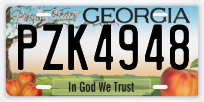 GA license plate PZK4948