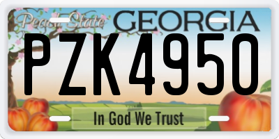 GA license plate PZK4950