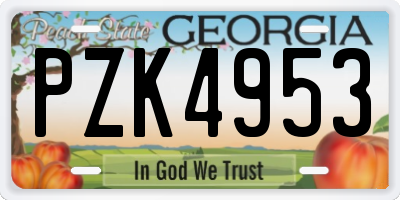 GA license plate PZK4953