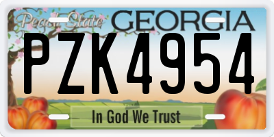 GA license plate PZK4954