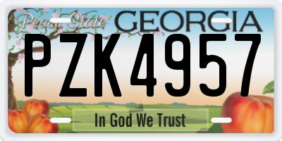 GA license plate PZK4957