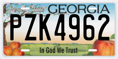 GA license plate PZK4962