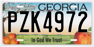 GA license plate PZK4972