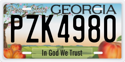 GA license plate PZK4980