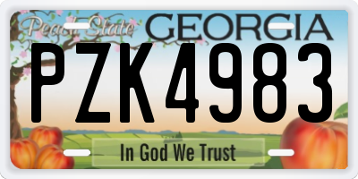 GA license plate PZK4983