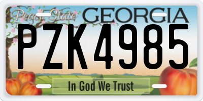 GA license plate PZK4985