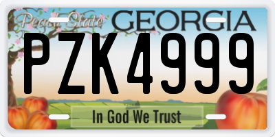 GA license plate PZK4999