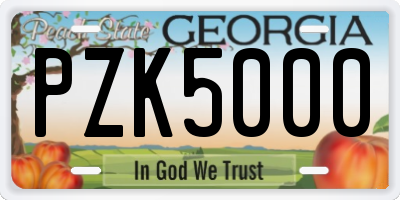 GA license plate PZK5000