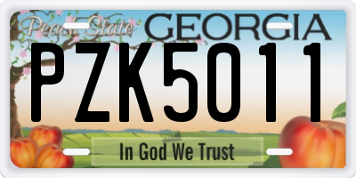 GA license plate PZK5011