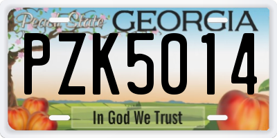 GA license plate PZK5014