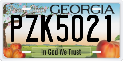 GA license plate PZK5021