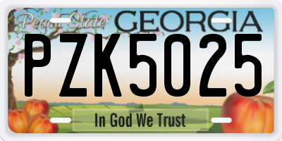GA license plate PZK5025