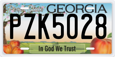 GA license plate PZK5028