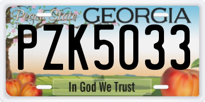 GA license plate PZK5033