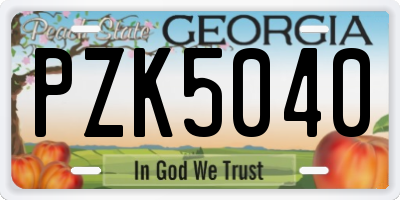 GA license plate PZK5040