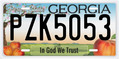 GA license plate PZK5053