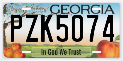 GA license plate PZK5074