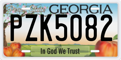 GA license plate PZK5082