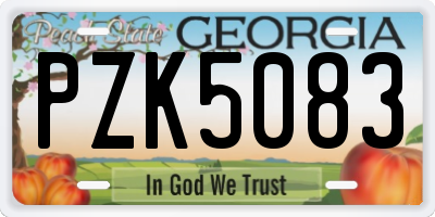 GA license plate PZK5083