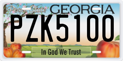 GA license plate PZK5100