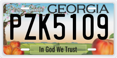 GA license plate PZK5109