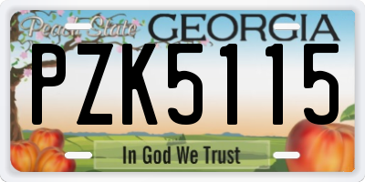 GA license plate PZK5115