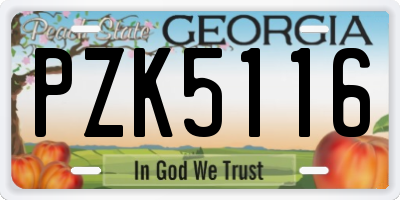 GA license plate PZK5116