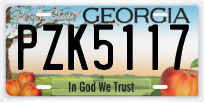 GA license plate PZK5117