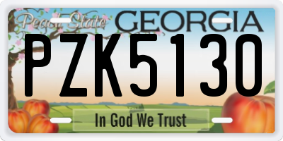 GA license plate PZK5130