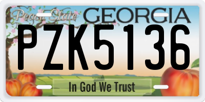 GA license plate PZK5136