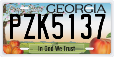GA license plate PZK5137