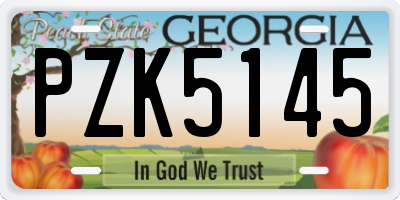 GA license plate PZK5145