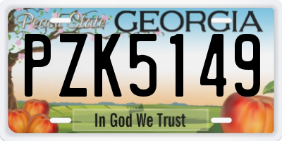 GA license plate PZK5149