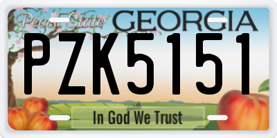 GA license plate PZK5151