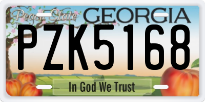 GA license plate PZK5168