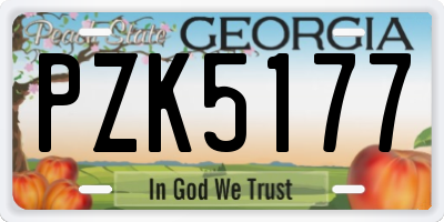 GA license plate PZK5177