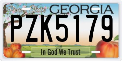 GA license plate PZK5179