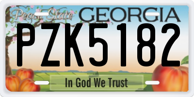 GA license plate PZK5182