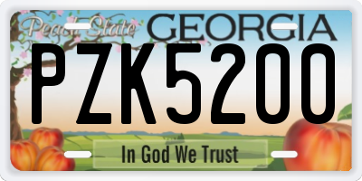 GA license plate PZK5200