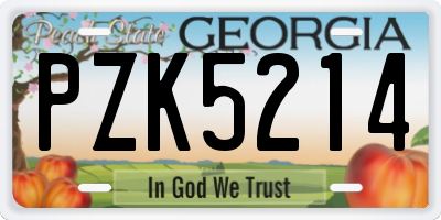 GA license plate PZK5214