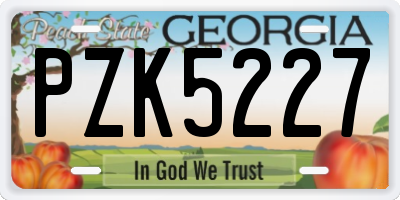 GA license plate PZK5227