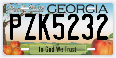 GA license plate PZK5232