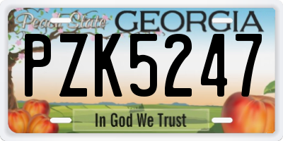GA license plate PZK5247