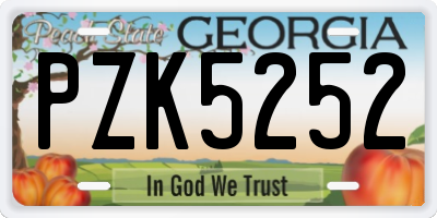 GA license plate PZK5252