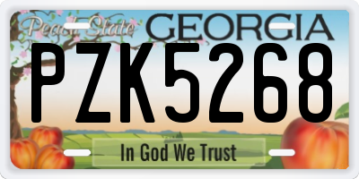 GA license plate PZK5268