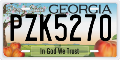 GA license plate PZK5270
