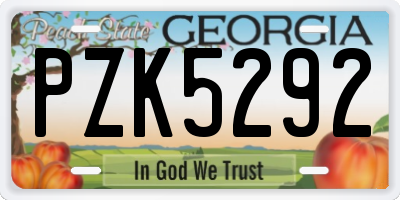 GA license plate PZK5292